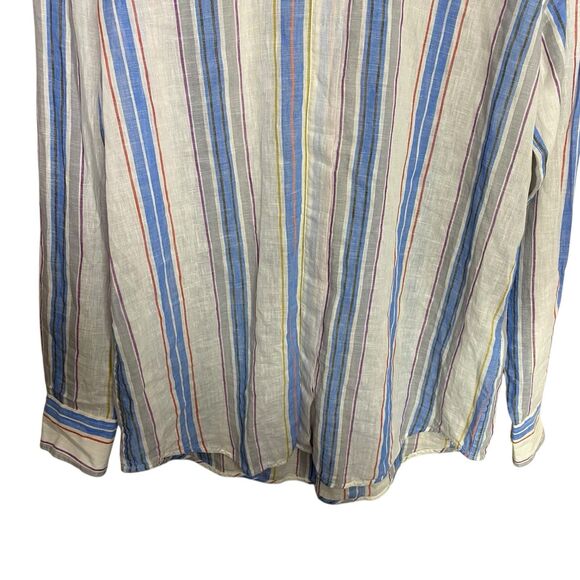 AG Adriano Goldschmied Shirt Womens S Linen Cotton Roll Tab Sleeve Coastal Beach - Picture 5 of 16